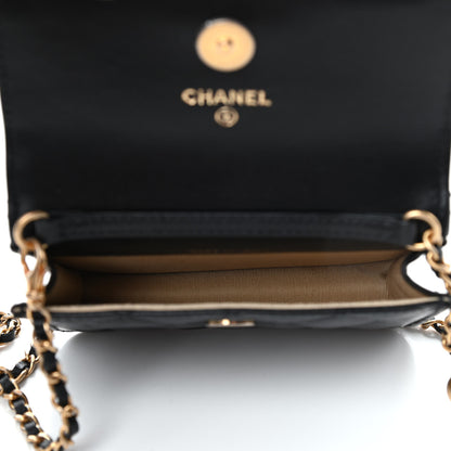Chanel Lambskin Quilted Pearl Crush Clutch With Chain Black 4 of 4