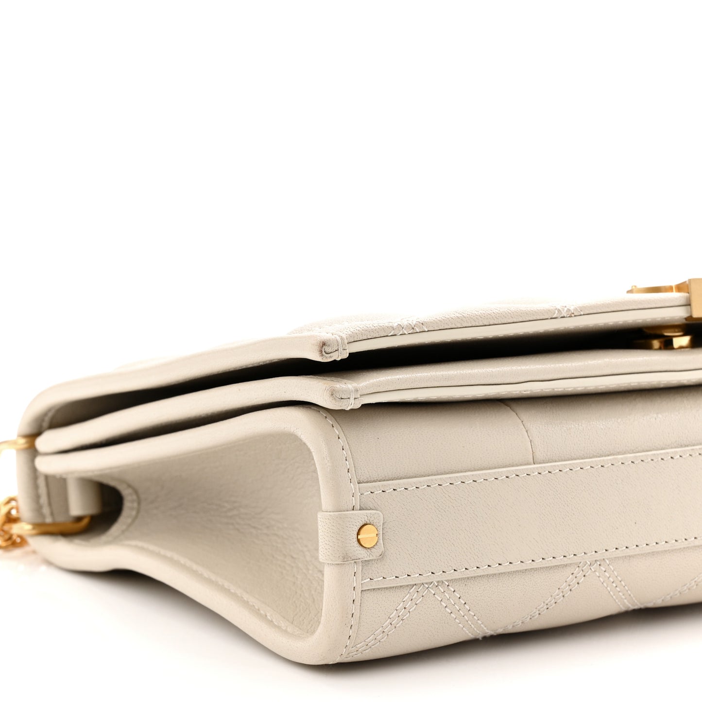 Lambskin Quilted Mini Becky Chain Bag Crema Soft