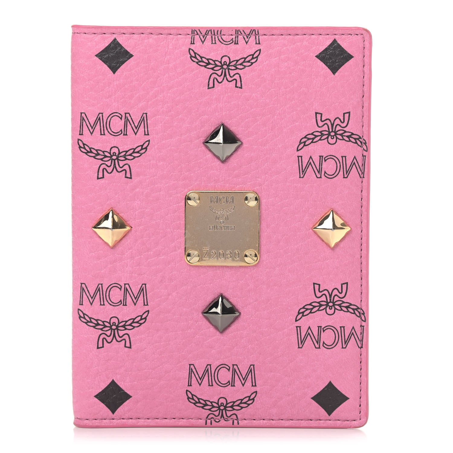 MCM Visetos Studded Passport Holder Pink 1 of 6