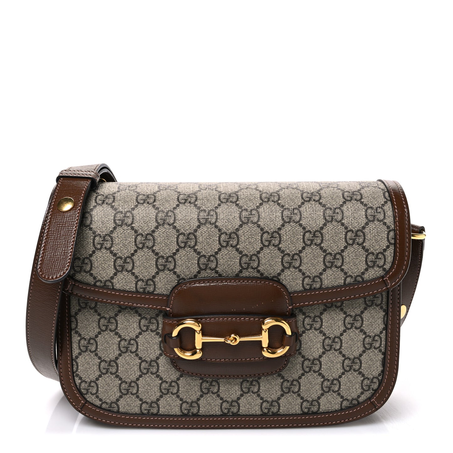 GG Supreme Monogram Horsebit 1955 Shoulder Bag Beige Brown Sugar
