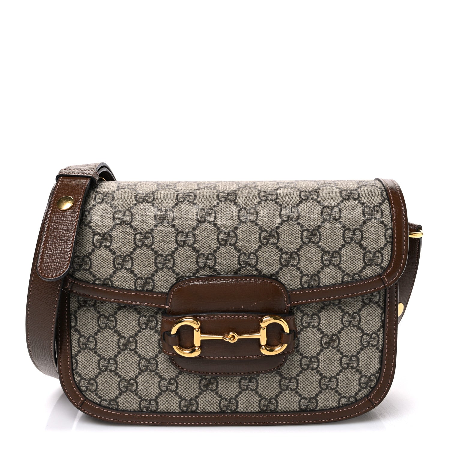 Gucci GG Supreme Monogram Horsebit 1955 Shoulder Bag Beige Brown Sugar 1 of 10