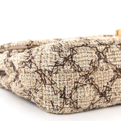 Chanel Metallic Tweed Quilted Medium Single Flap Beige Multicolor 9 of 12