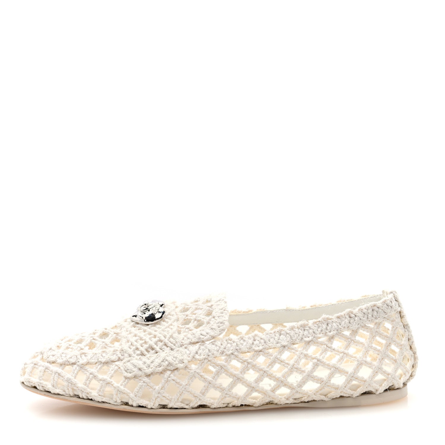 Chanel Cord Braided CC Mocassin Loafers 39.5 White 1 of 8