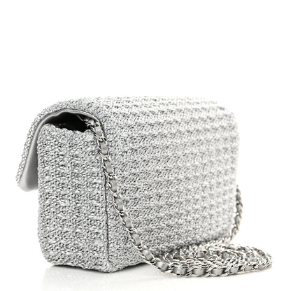 Chanel Metallic Woven Fabric Mini Rectangular Flap Silvery 3 of 11