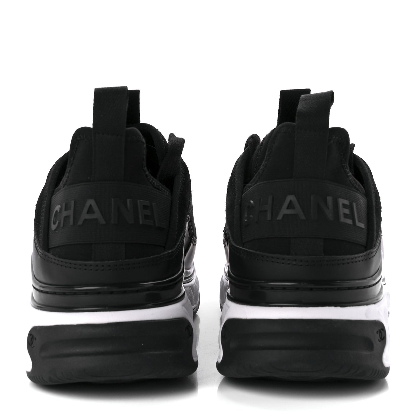 Velvet Calfskin Mixed Fibers CC Sneakers 38.5 Black