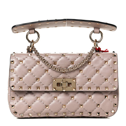 Valentino Garavani Nappa Small Rockstud Spike Shoulder Bag Poudre 1 of 11