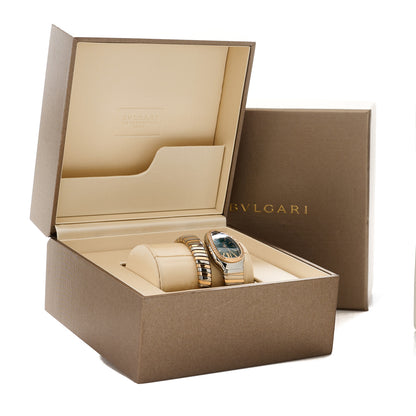 Bulgari Stainless Steel 18K Rose Gold Diamond Bezel 35mm Serpenti Tubogas Quartz Watch Green 5 of 5