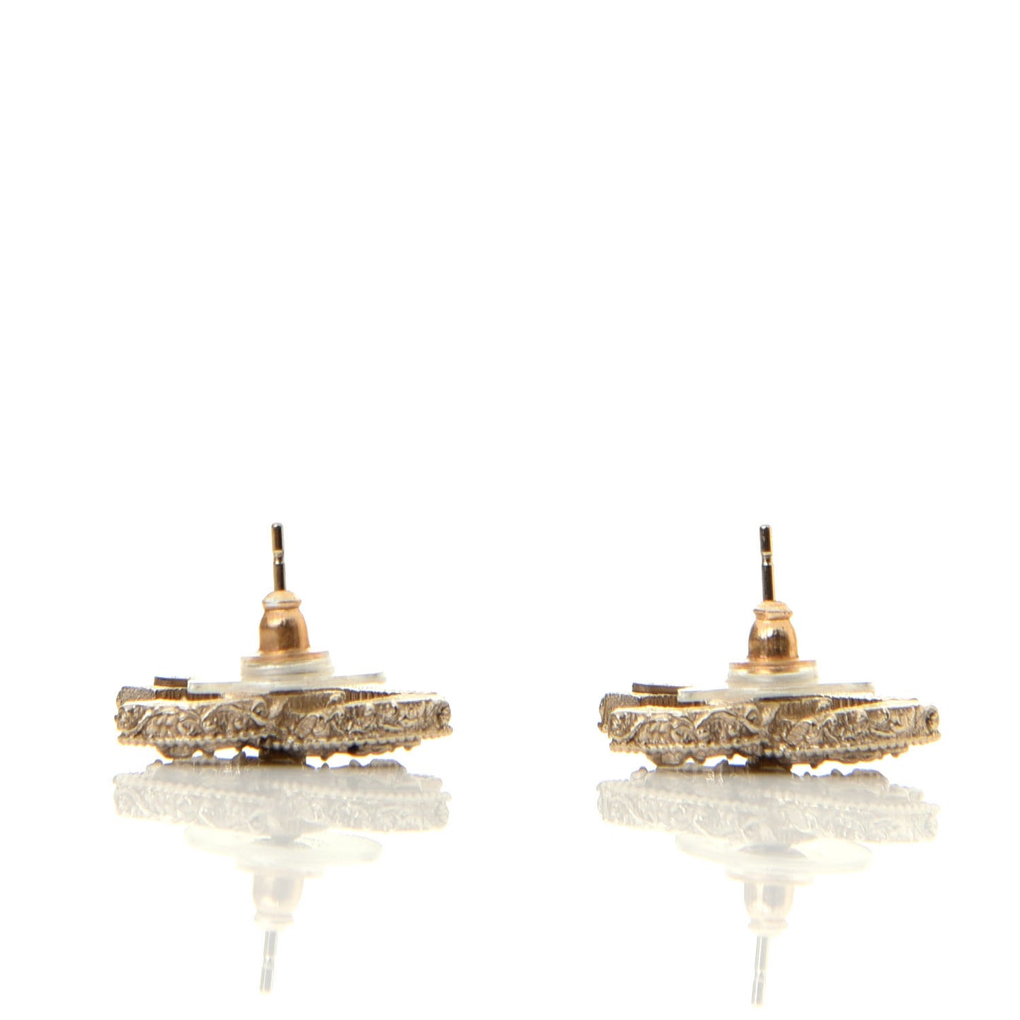 Enamel CC Baroque Earrings Black Gold