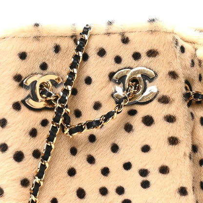 Chanel Pony Hair Cheetah Printed CC Chain Bucket Bag Light Beige Black 7 of 10