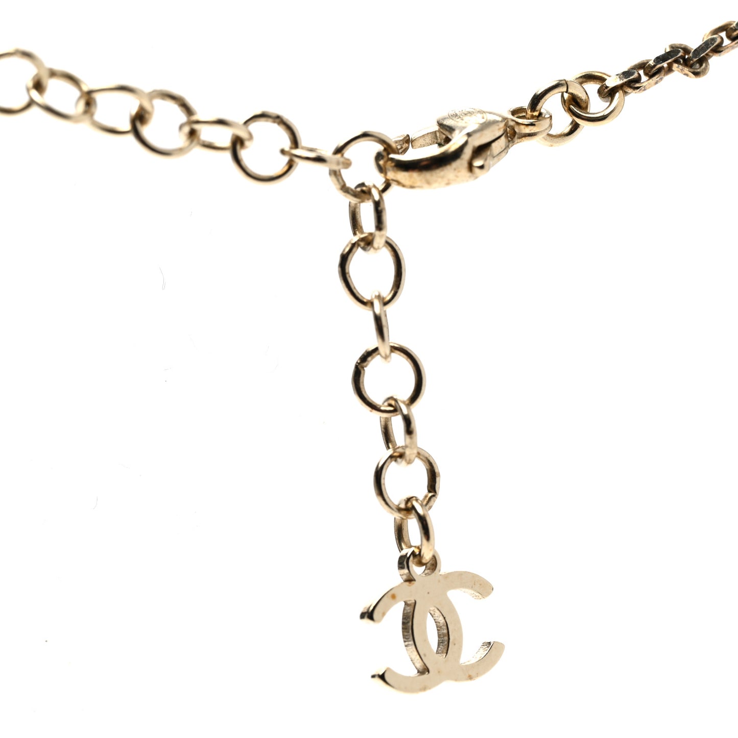 Metal Resin Pearl Crystal 5 CC Charm Necklace Gold Pink White