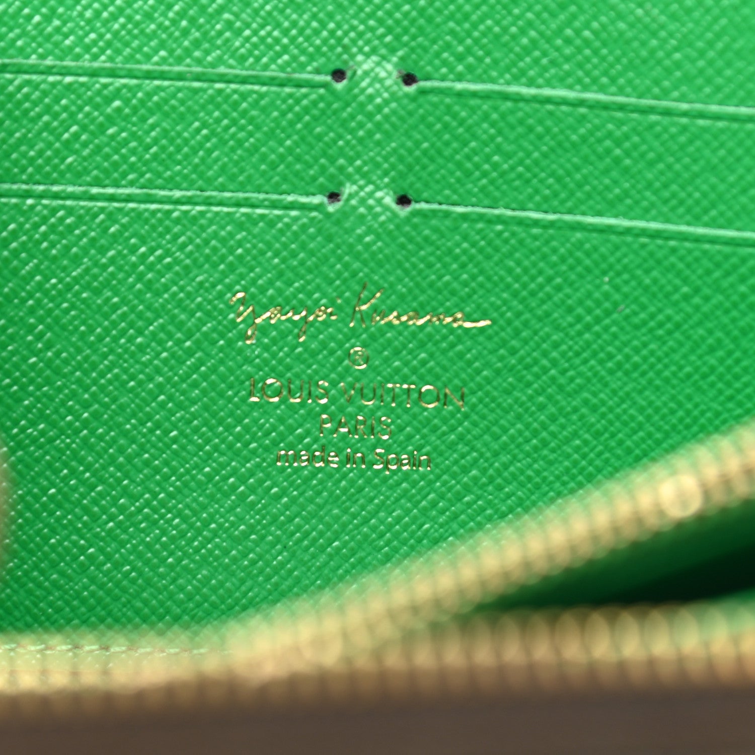 Louis Vuitton Monogram Kusama Pumpkin Dots Zippy Wallet Green 6 of 11