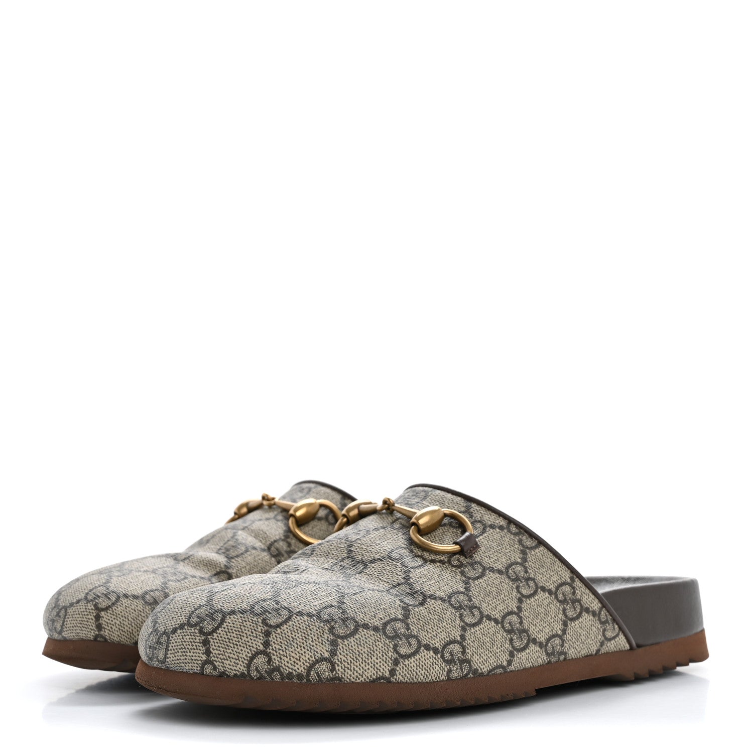 Gucci GG Supreme Monogram Miro Soft Calfskin Womens Horsebit Slippers 36 Beige Ebony New Acero 4 of 12