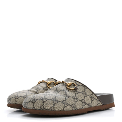 Gucci GG Supreme Monogram Miro Soft Calfskin Womens Horsebit Slippers 36 Beige Ebony New Acero 4 of 12