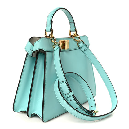 Fendi Vitello Seta Shiny Nappa Small Peekaboo I SEE U Satchel Spring Turquoise White 3 of 11