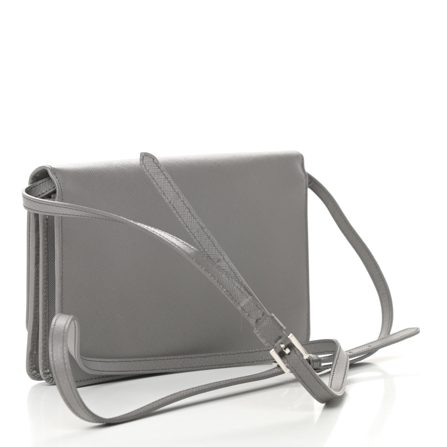 Prada Saffiano Metal Flap Wallet With Strap Marmo 3 of 13