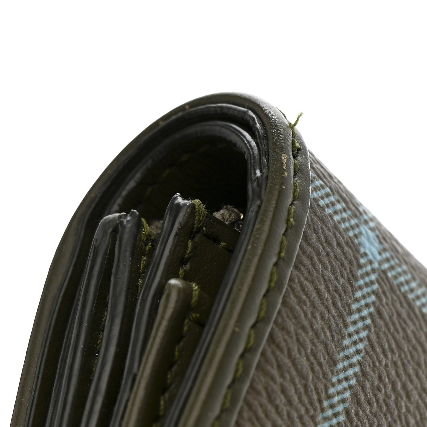 Vintage Check Tri-Fold Wallet Olive Green