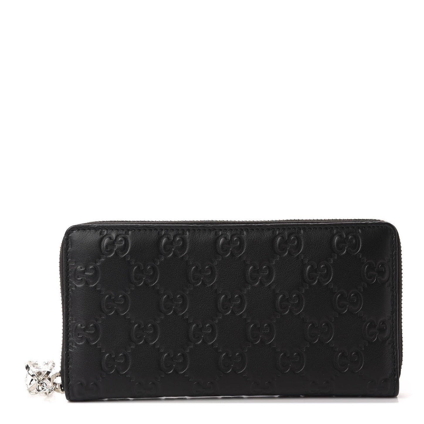 Guccissima Large Twins Zip Around Wallet Black