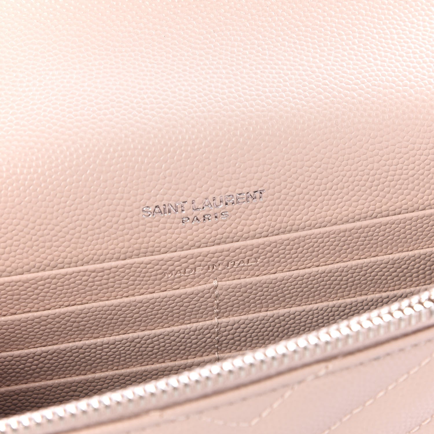 Saint Laurent Grain De Poudre Matelasse Chevron Monogram Envelope Chain Wallet Pale Pink 7 of 9