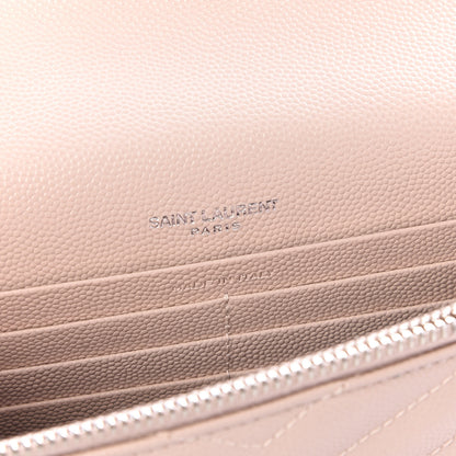 Saint Laurent Grain De Poudre Matelasse Chevron Monogram Envelope Chain Wallet Pale Pink 7 of 9