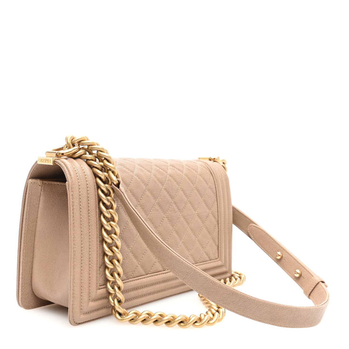 Caviar Quilted Medium Boy Flap Beige