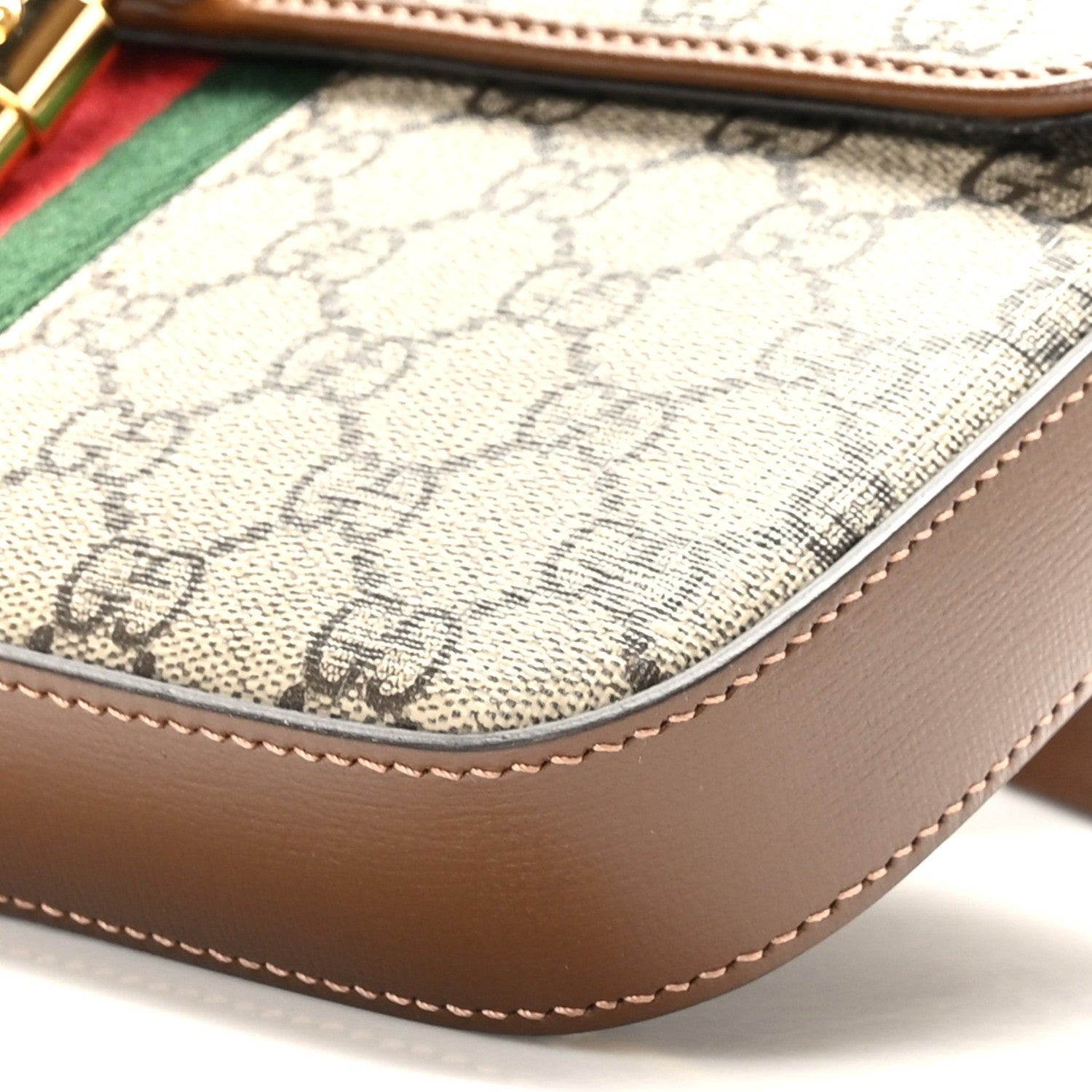 Gucci GG Supreme Monogram Azalea Calfskin Web Jackie 1961 Belt Bag 100 40 Beige Ebony Brown Sugar 10 of 10