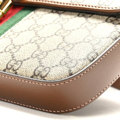 Gucci GG Supreme Monogram Azalea Calfskin Web Jackie 1961 Belt Bag 100 40 Beige Ebony Brown Sugar 10 of 10