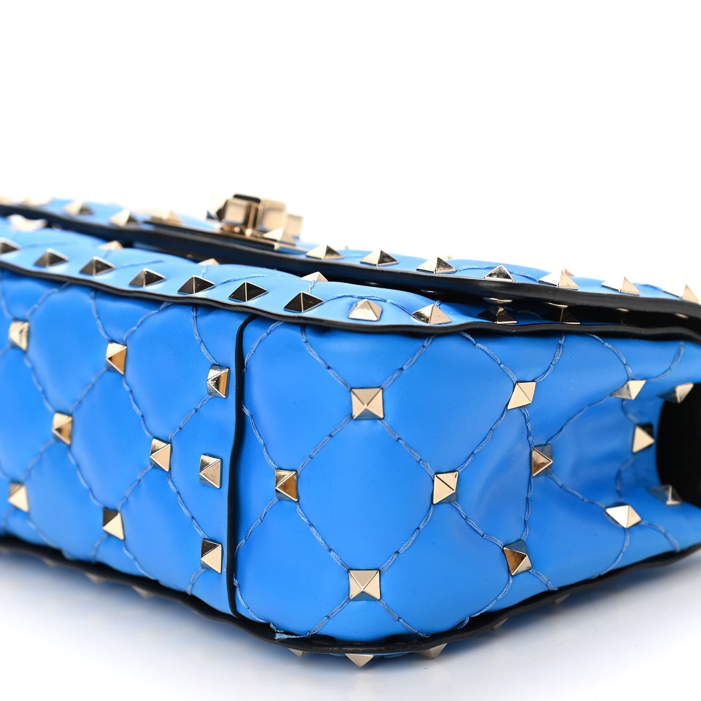 Calfskin Mini Rockstud Spike Shoulder Bag Blue Fluo
