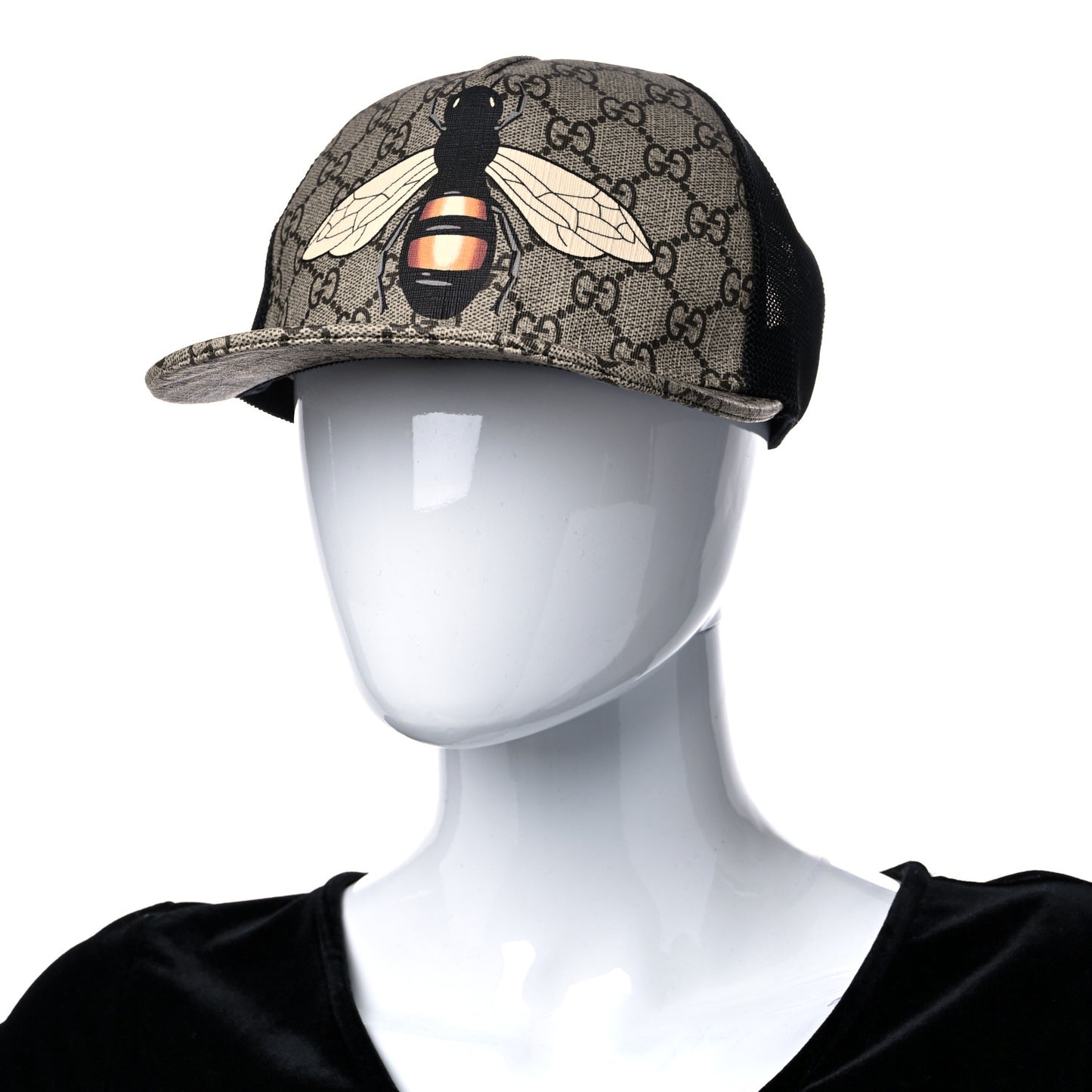 GG Supreme Monogram Bee Print Baseball Hat L Beige