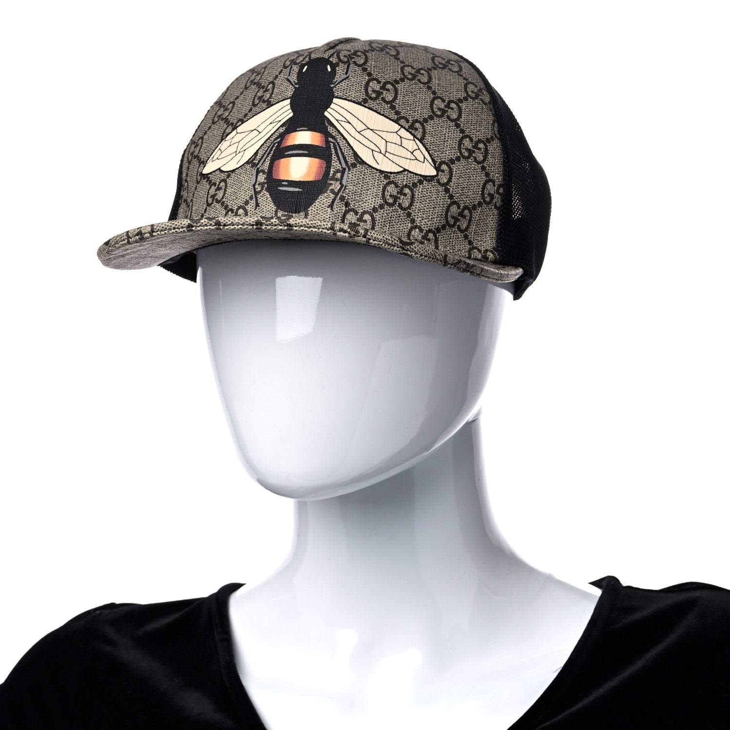 Gucci GG Supreme Monogram Bee Print Baseball Hat L Beige 2 of 10