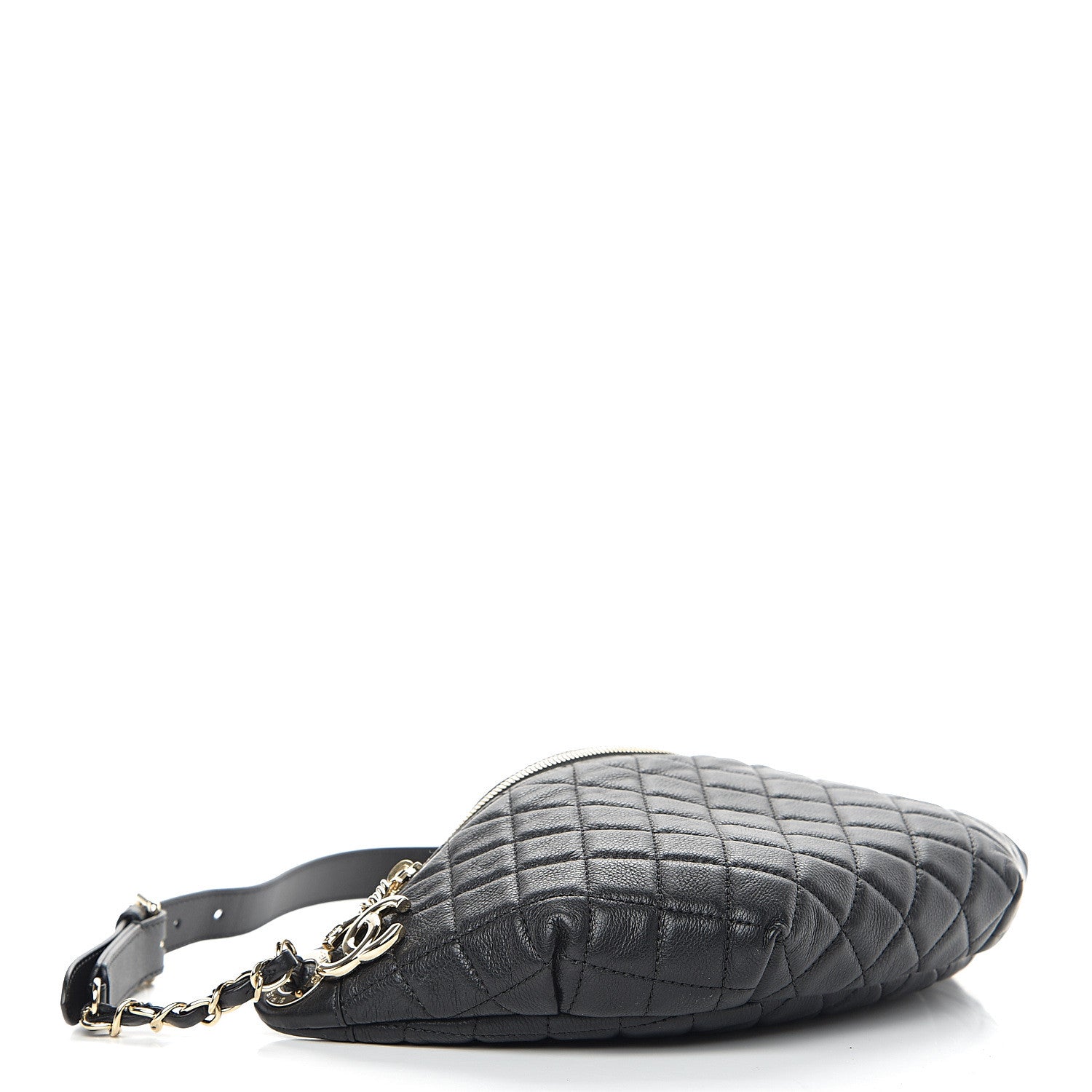Chanel Calfskin Quilted Banane Waist Bag Fanny Pack Black 3 of 9