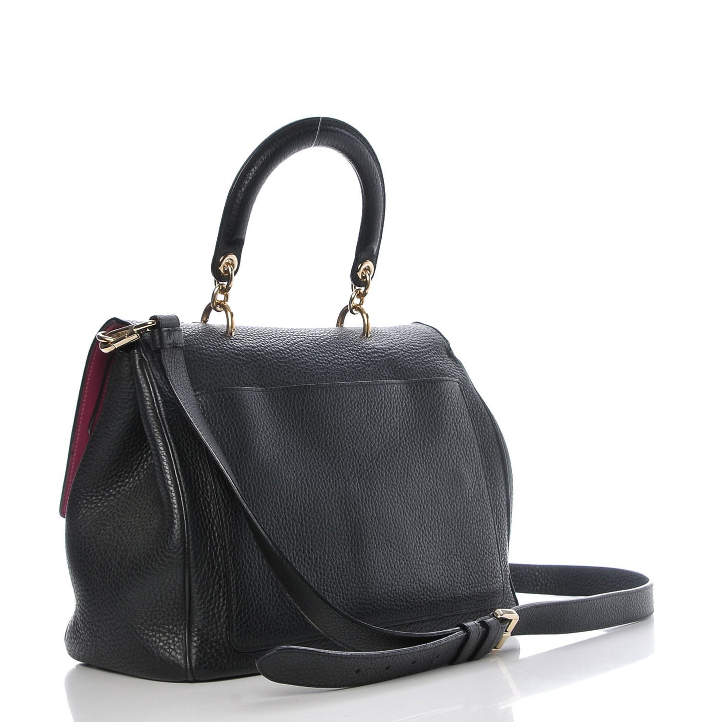 Bullcalf Medium Be Dior Flap Black Fraise