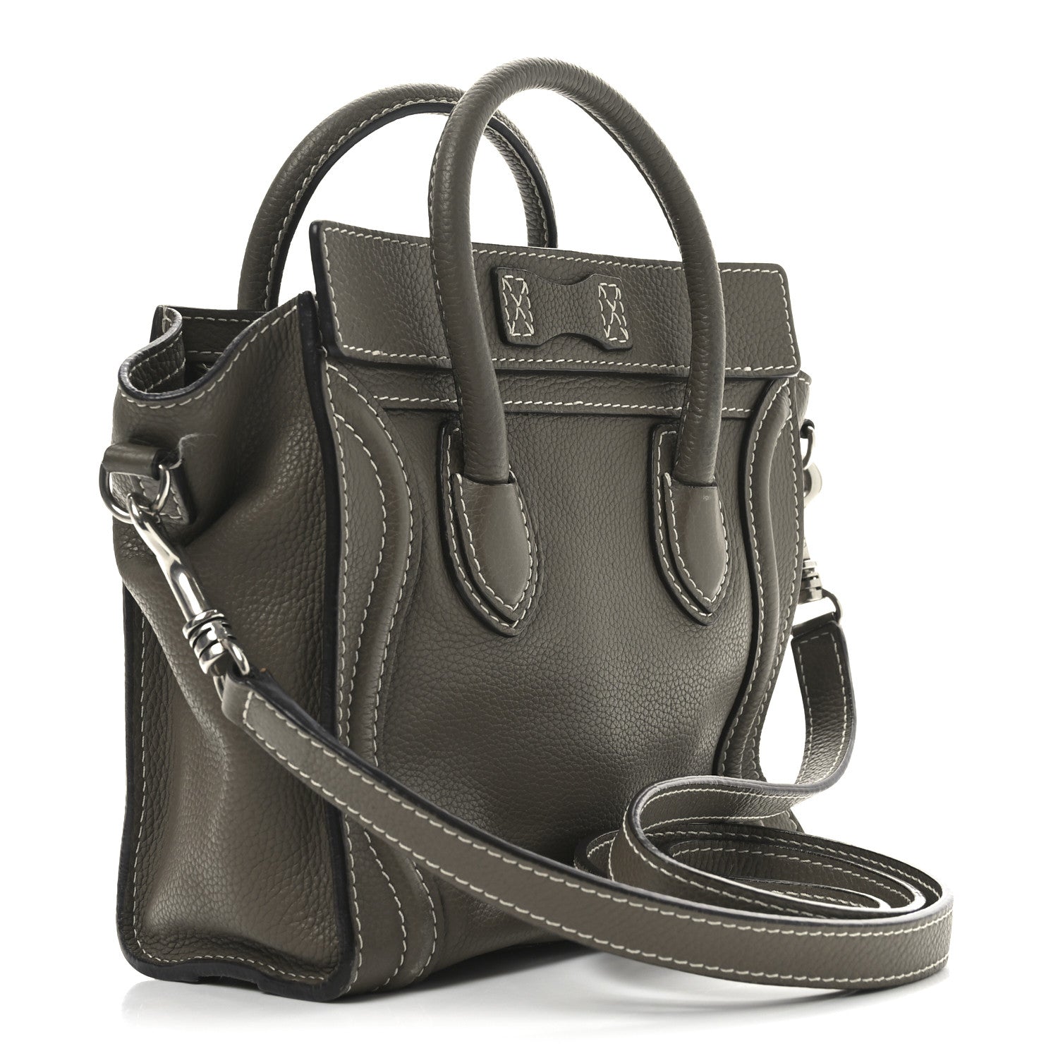 Celine Drummed Calfskin Nano Luggage Souris 3 of 9