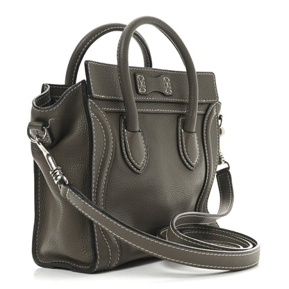 Celine Drummed Calfskin Nano Luggage Souris 3 of 9