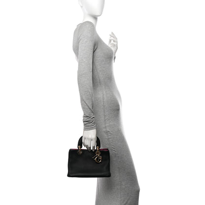 Christian Dior Bullcalf Small Diorissimo Tote Black Rose Indien 2 of 10