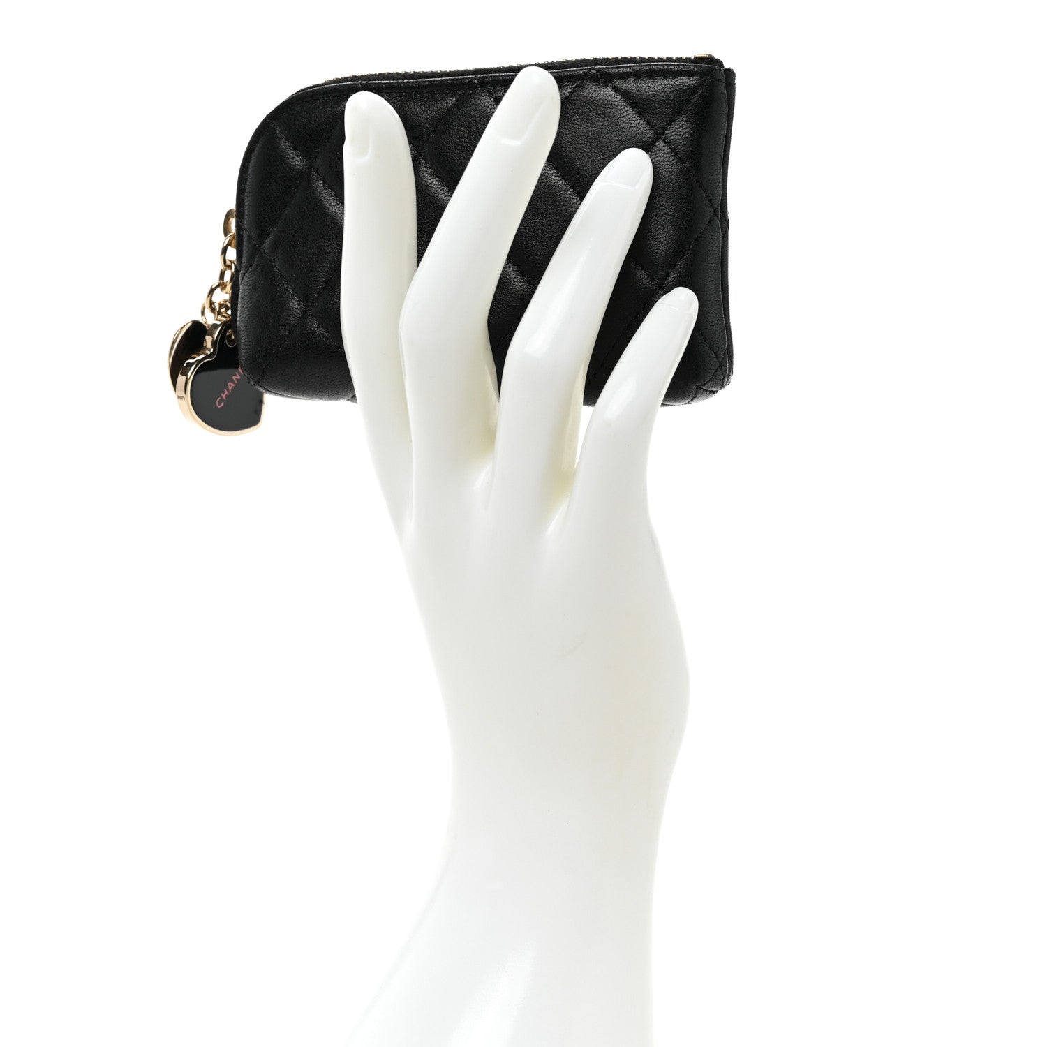 Chanel Lambskin Quilted Valentine Key Holder Case Black 2 of 6