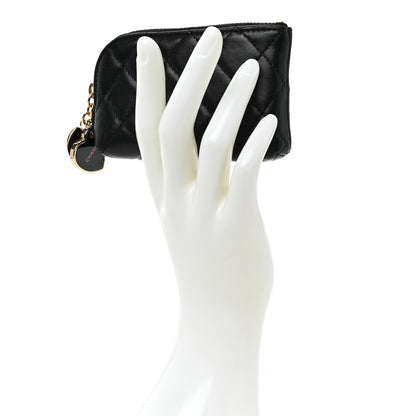 Chanel Lambskin Quilted Valentine Key Holder Case Black 2 of 6