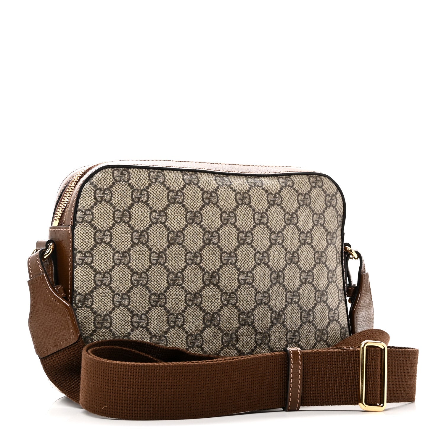Gucci GG Supreme Monogram Azalea Calfskin Retro Interlocking G Messenger Shoulder Bag Beige Ebony Brown Sugar 3 of 10