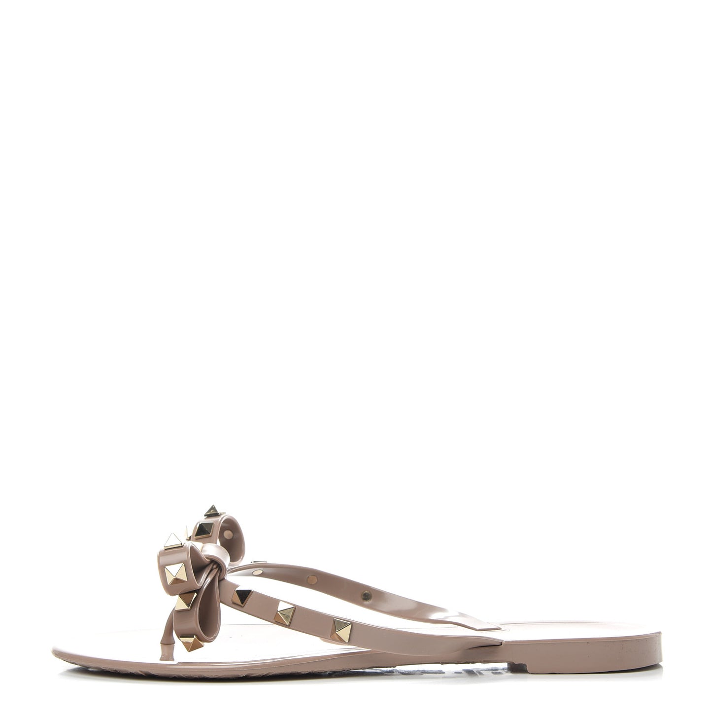 PVC Jelly Rockstud Bow Thong Sandals 39 Poudre