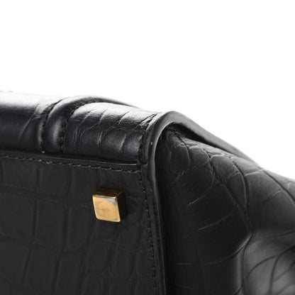 Celine Crocodile Embossed Calfskin Medium Phantom Luggage Black 14 of 14