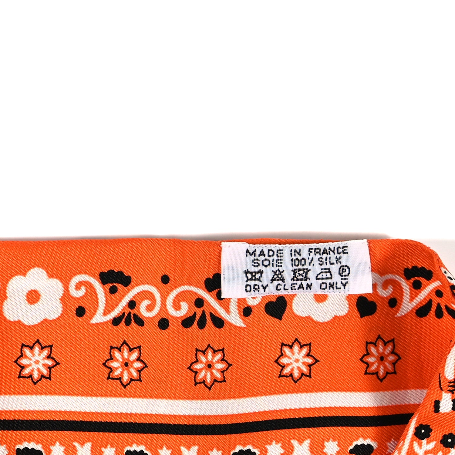 Hermes Silk Peuple Du Vent Bandana Twilly Orange Black White 3 of 4