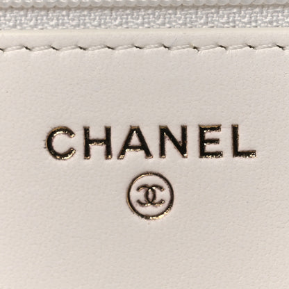 Chanel Lambskin Quilted CC Pearl Crush Wallet on Chain WOC White 6 of 14