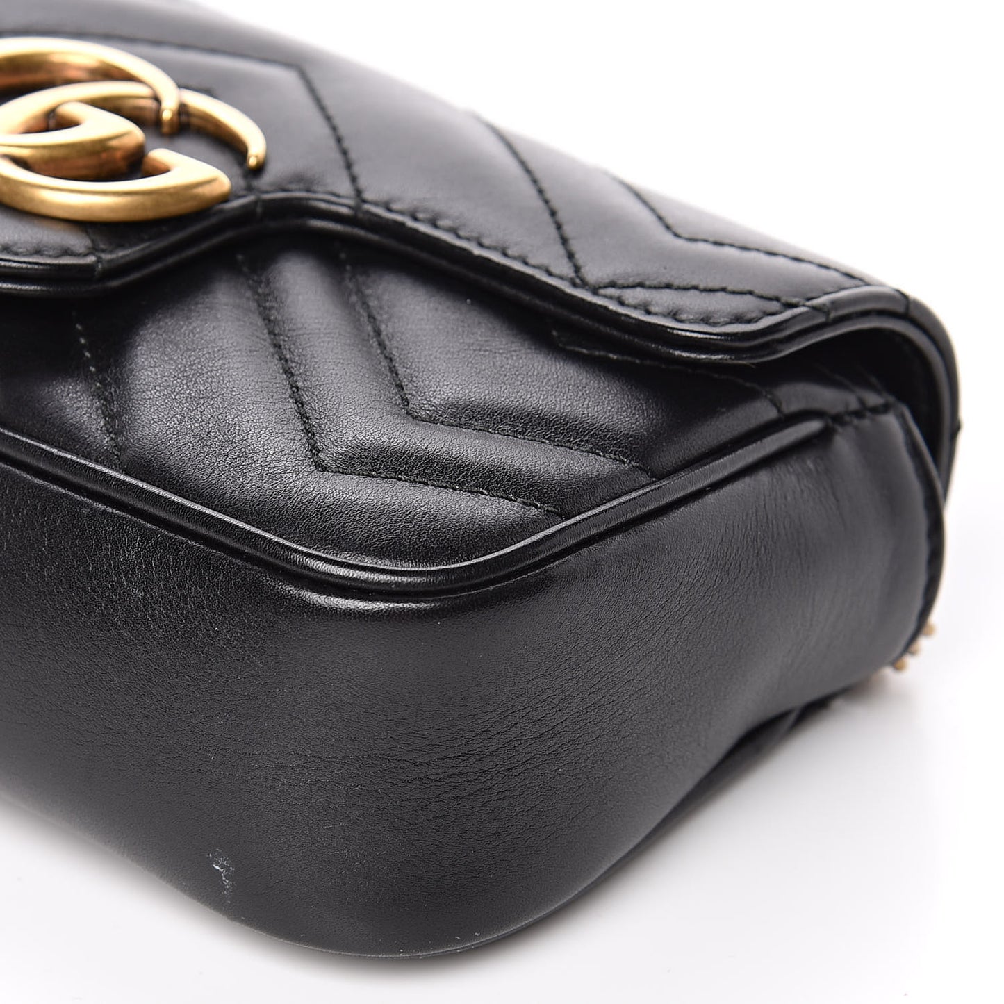 Calfskin Matelasse Super Mini GG Marmont Shoulder Bag Black