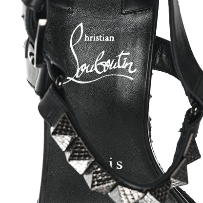 Christian Louboutin Kid Laminato Satin Pyraclou 110 Wedge Sandals 37 Black 8 of 9