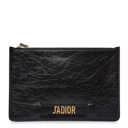 Christian Dior Crinkled Calfskin J'Adior Flat Clutch Black 1 of 6