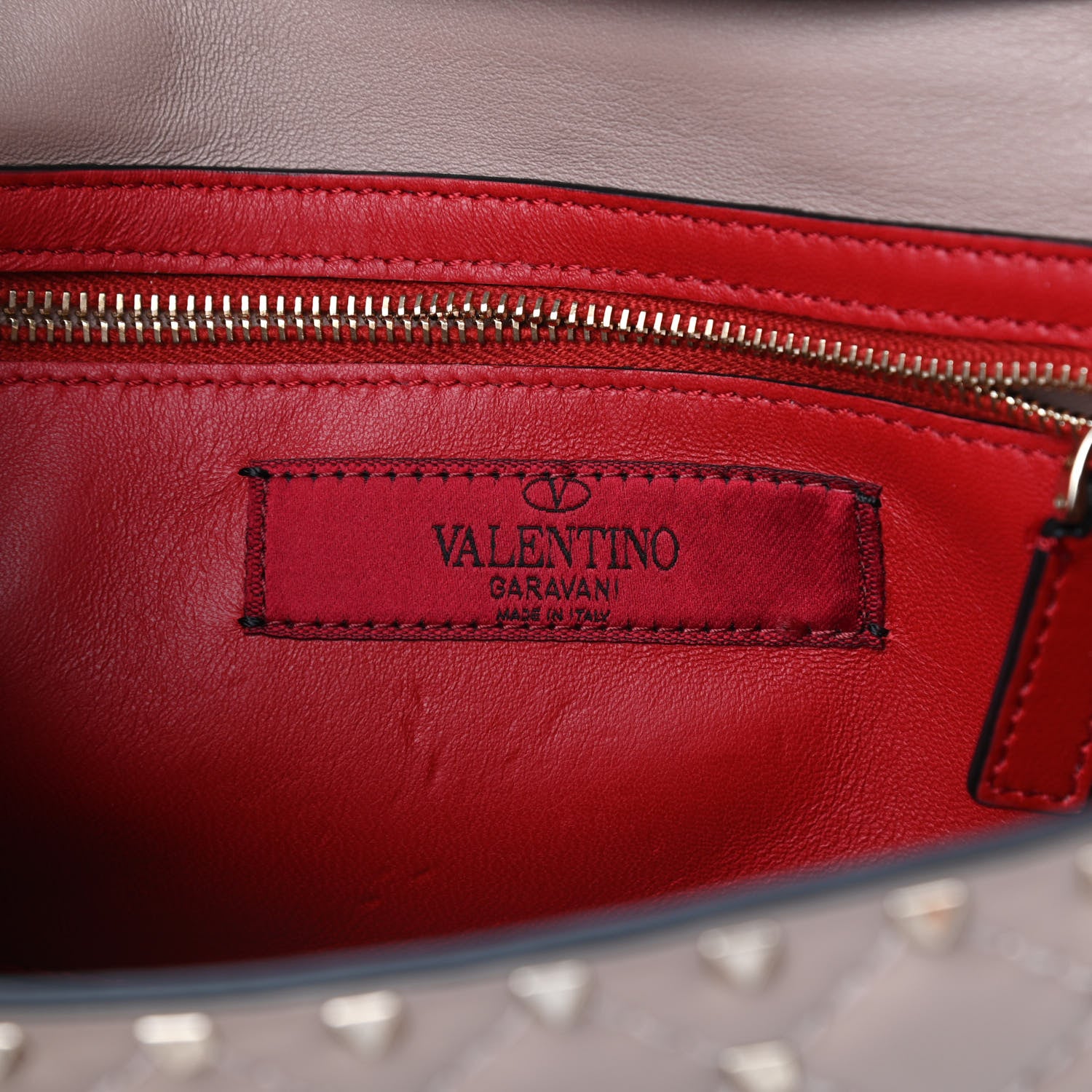 Valentino Garavani Lambskin Rockstud Spike Wallet on Chain Poudre 5 of 7