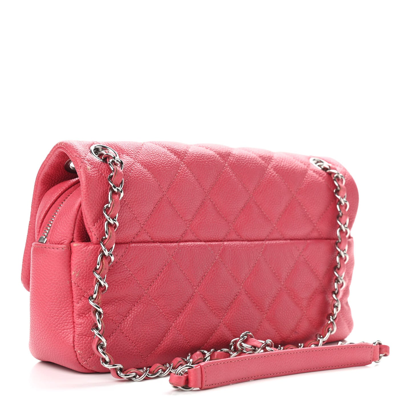 Caviar Quilted Medium Easy Flap Coral
