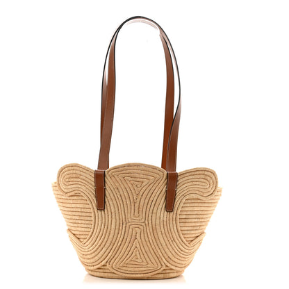 Celine Braided Raffia Calfskin Triomphe Small Panier Tan 1 of 12