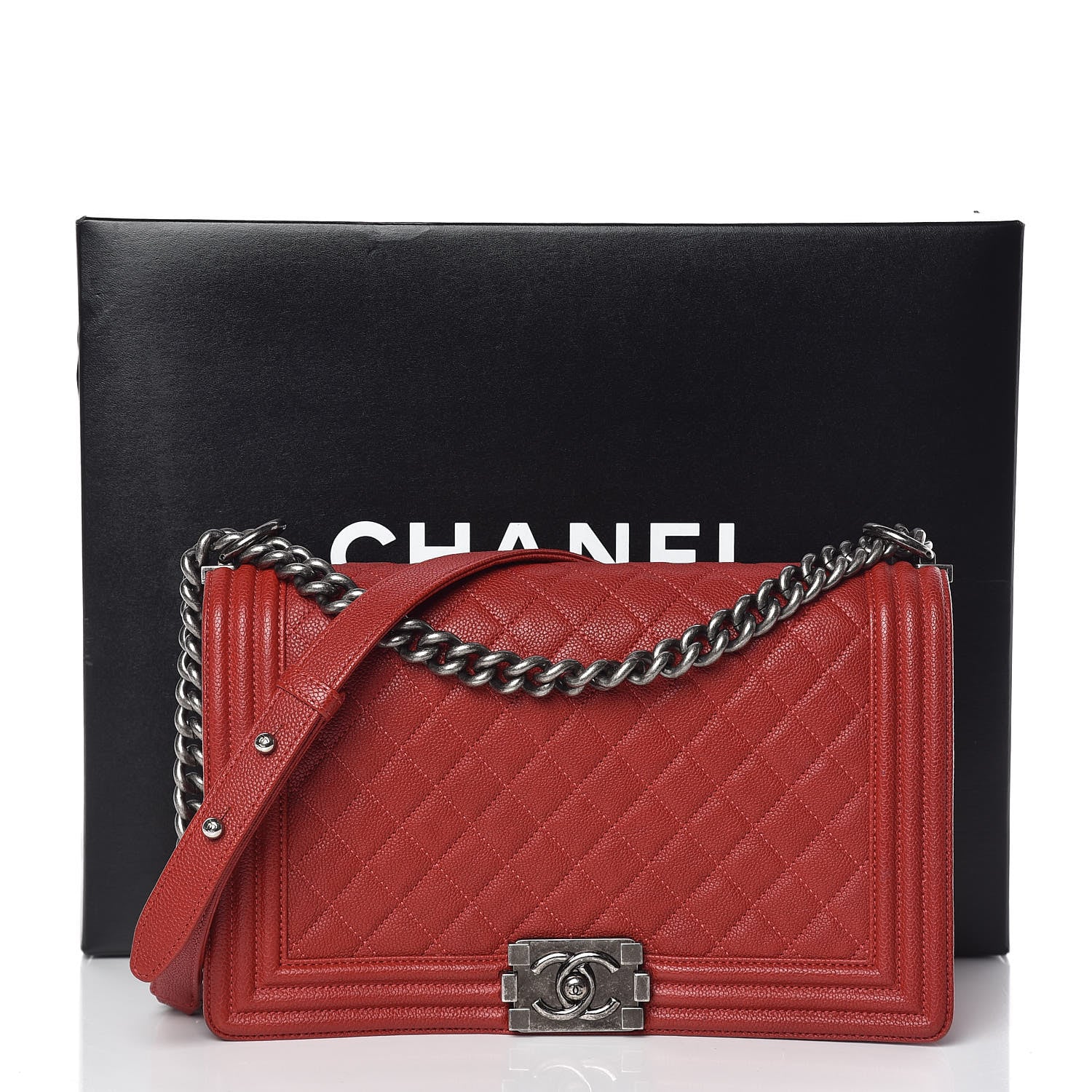 Chanel Caviar Quilted New Medium Boy Flap Dark Red 19 of 19