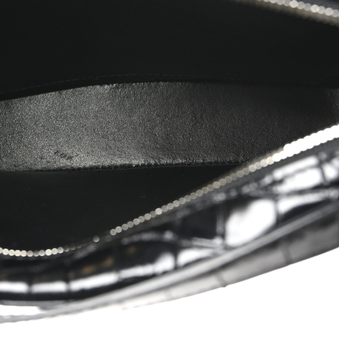 Shiny Calfskin Logo Crocodile Embossed S Everyday Camera Bag with Handle Black