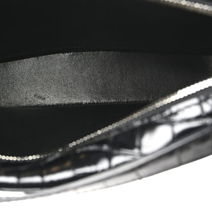 Balenciaga Shiny Calfskin Logo Crocodile Embossed S Everyday Camera Bag with Handle Black 4 of 8